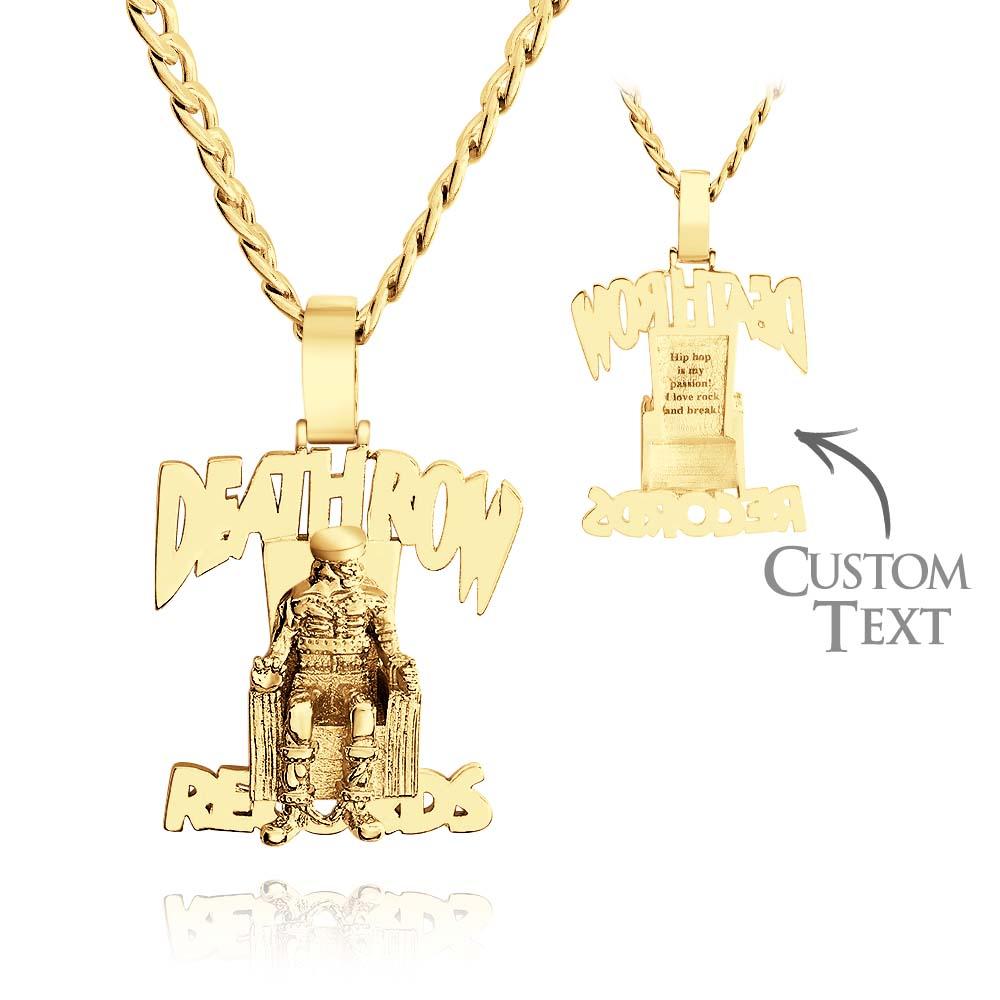 Engraved Hip Hop Necklace Deathrow Records Exaggerate Pendant For Him