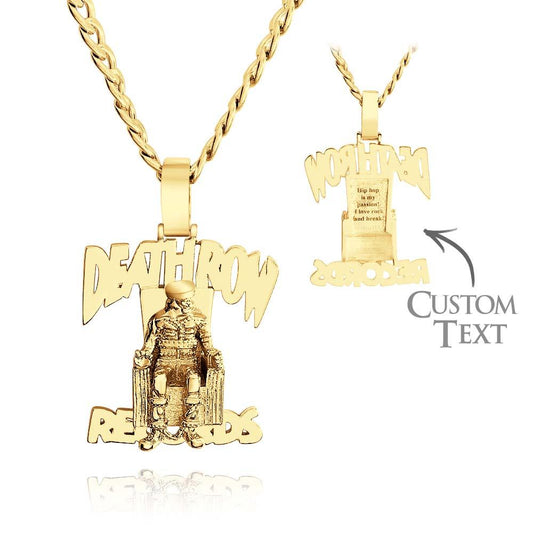 Engraved Hip Hop Necklace Deathrow Records Exaggerate Pendant For Him