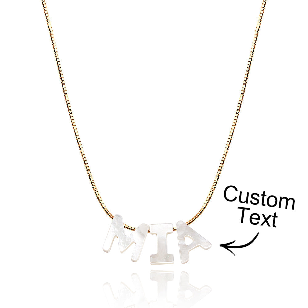 Mother of Pearl Name Necklace Custom Name Silver Necklace