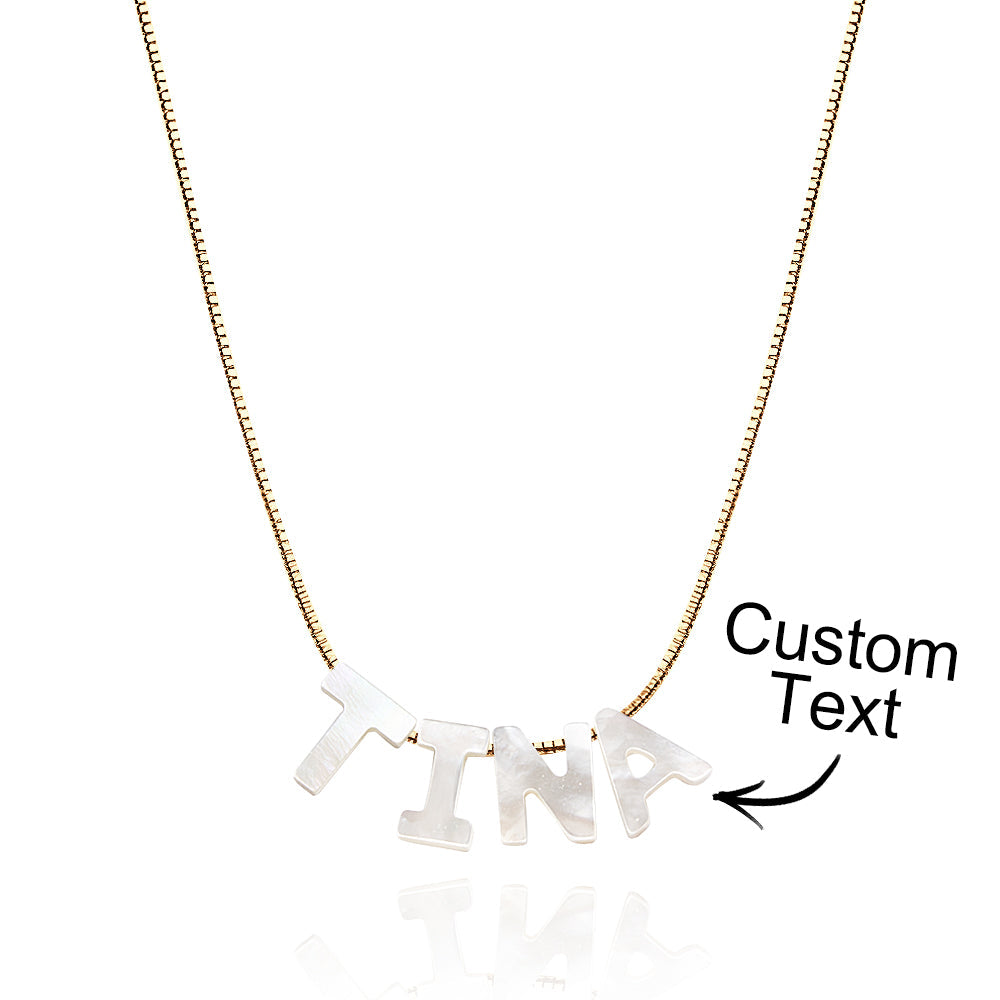 Mother of Pearl Name Necklace Custom Name Silver Necklace