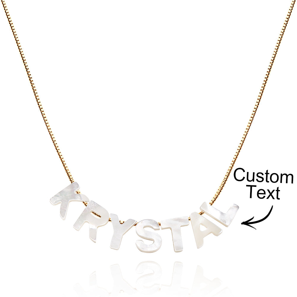 Mother of Pearl Name Necklace Custom Name Silver Necklace