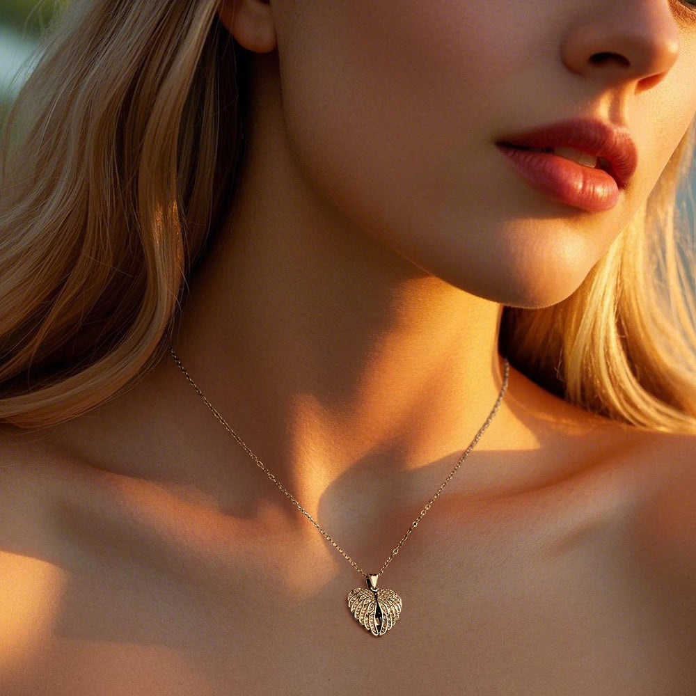 Personalized Angel Wing Necklace Custom Engraved Jewelry for Women Gift For Her