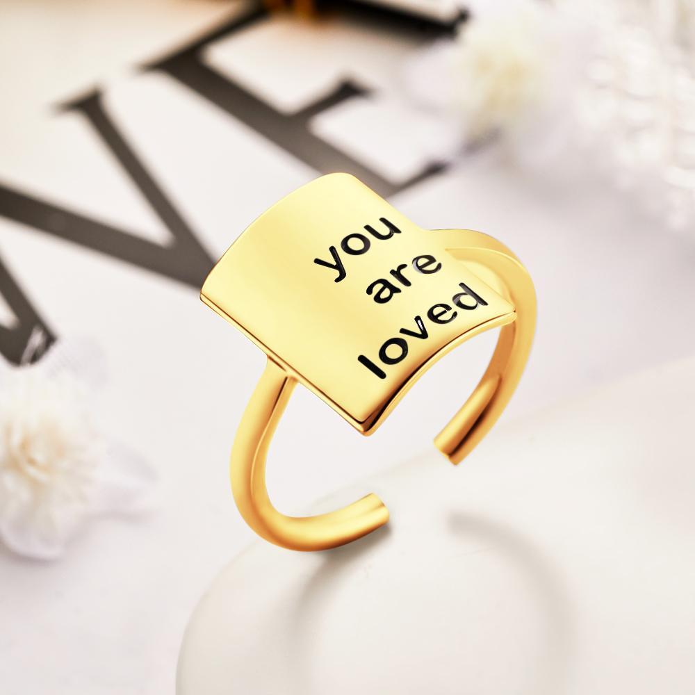Custom Engraved Rings Square Adjustable Opening Design Gifts