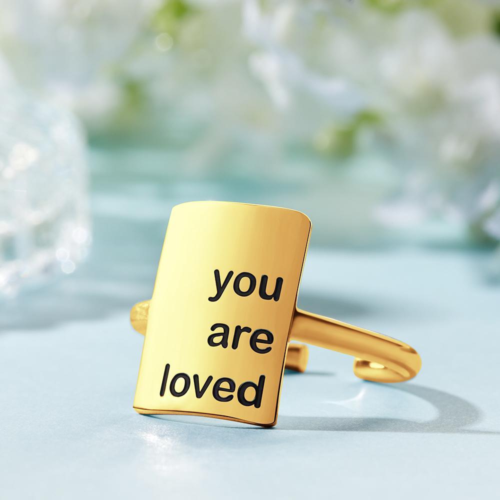 Custom Engraved Rings Square Adjustable Opening Design Gifts