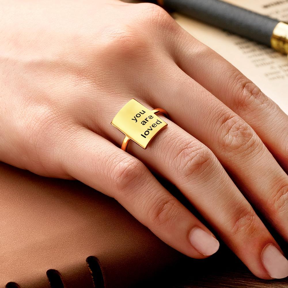 Custom Engraved Rings Square Adjustable Opening Design Gifts