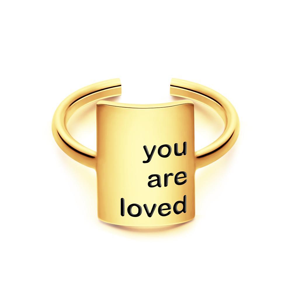 Custom Engraved Rings Square Adjustable Opening Design Gifts