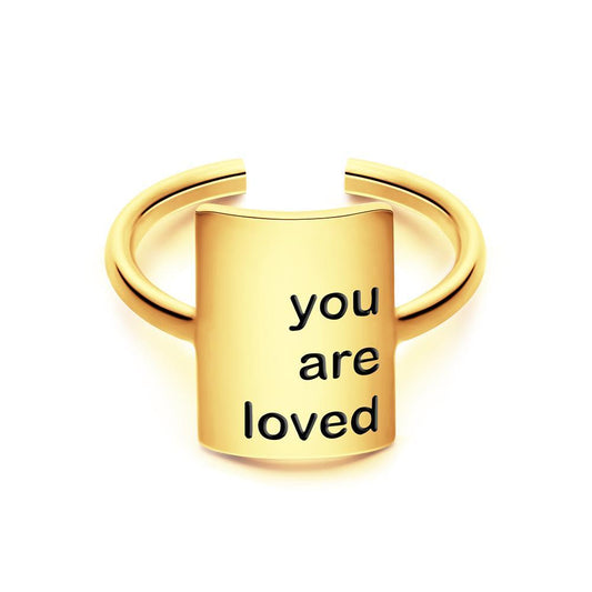 Custom Engraved Rings Square Adjustable Opening Design Gifts