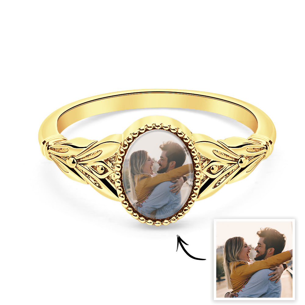 Vintage Photo Ring Custom Photo Jewelry for Couple Personalized Valentine's Day Gifts