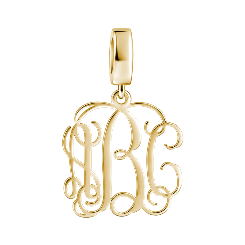 Monogram Pendant Charm Rose Gold Plated Silver