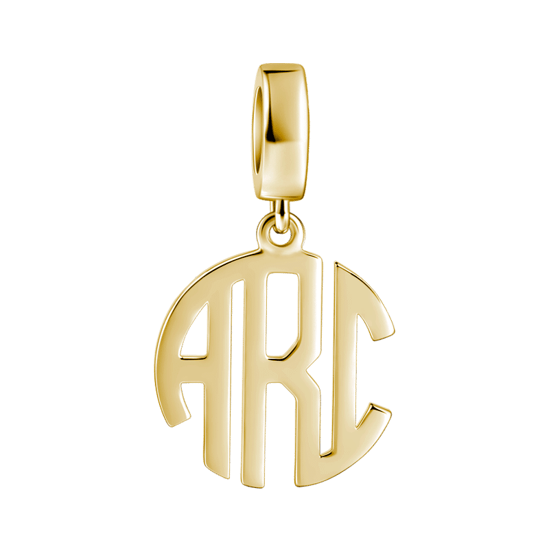 Personalized Block Monogram Pendant Charm Rose Gold Plated Silver