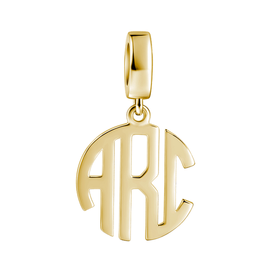Personalized Block Monogram Pendant Charm 14k Gold Plated Silver