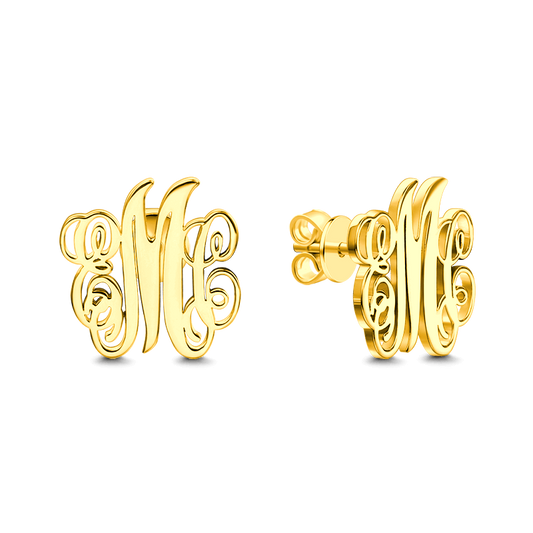 Monogram Earrings Gold Plated Silver