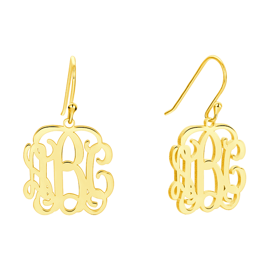 Monogram Earrings Gold Plated Silver