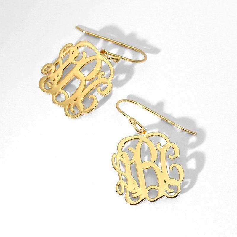 Monogram Earrings Gold Plated Silver