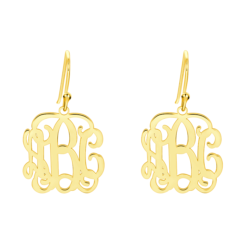 Monogram Earrings Rose Gold Plated Silver