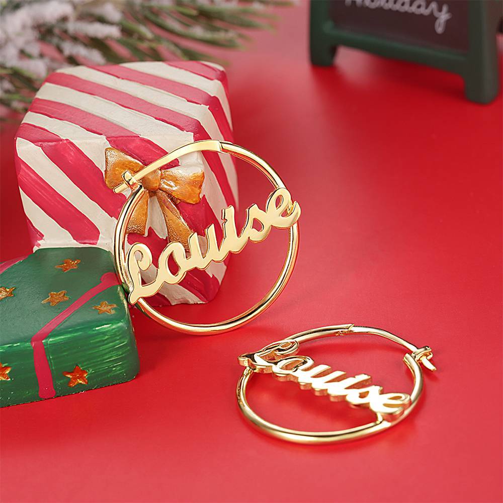 Personalized Name Earrings 14K Gold Plated Silver
