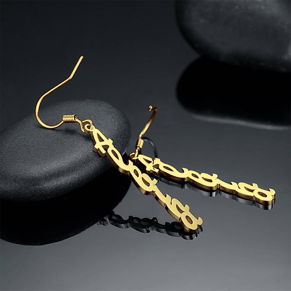 Name Earrings, Drop Earrings 14K Gold Plated Silver
