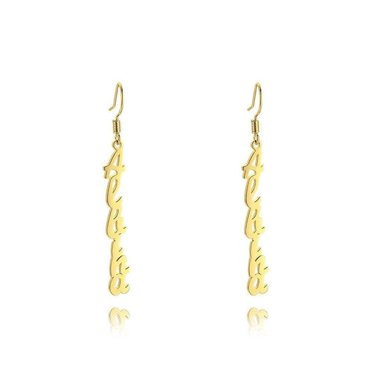 Name Earrings, Drop Earrings Silver Classic Style Unique Gift 14K Gold Plated