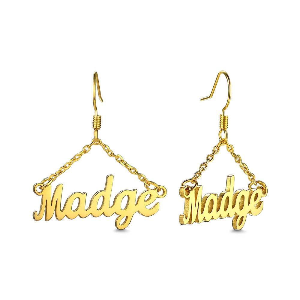 Custom Name Earrings Unique Gift Rose Gold Plated - Silver