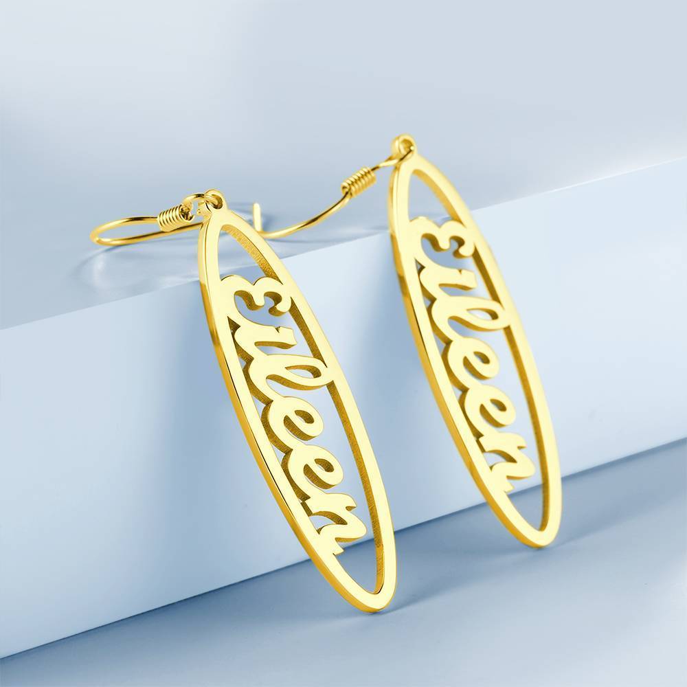 Name Earrings, Drop Earrings Simple Style 14K Gold Plated