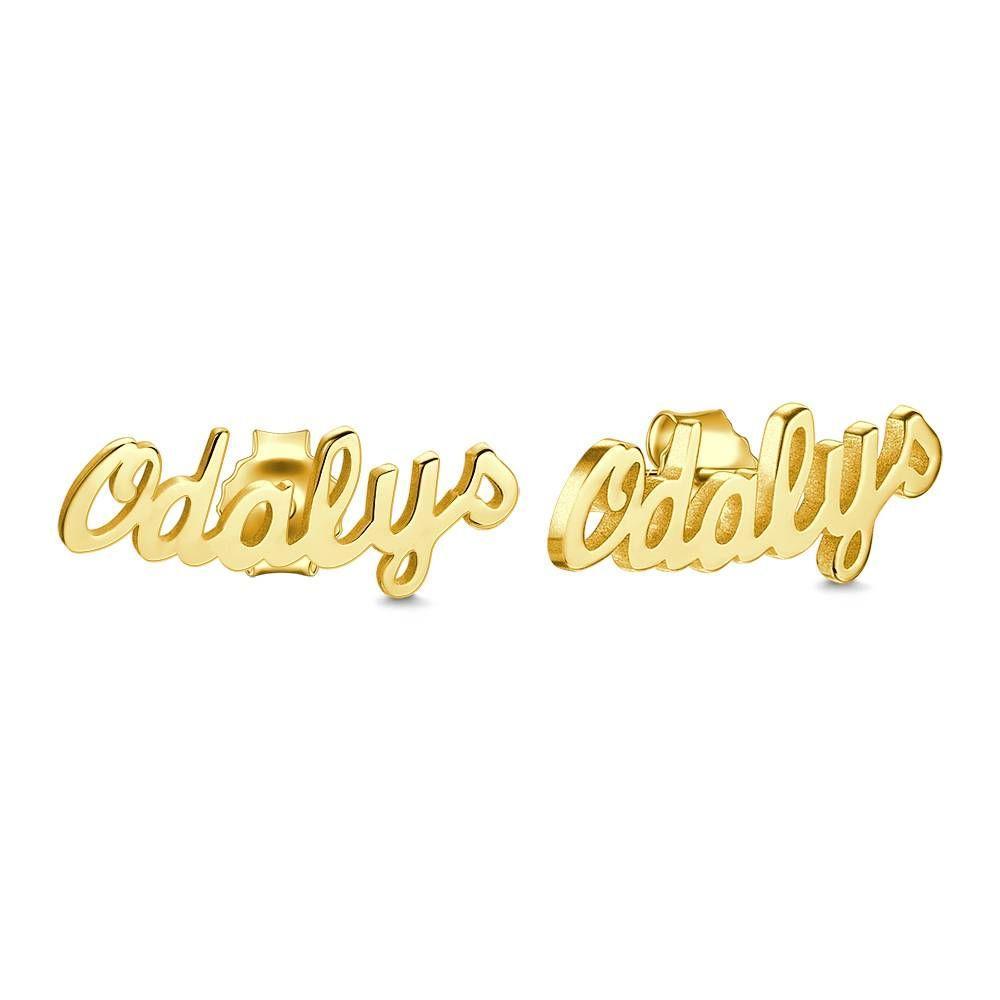 Custom Name Earrings, Name Studs Rose Gold Plated