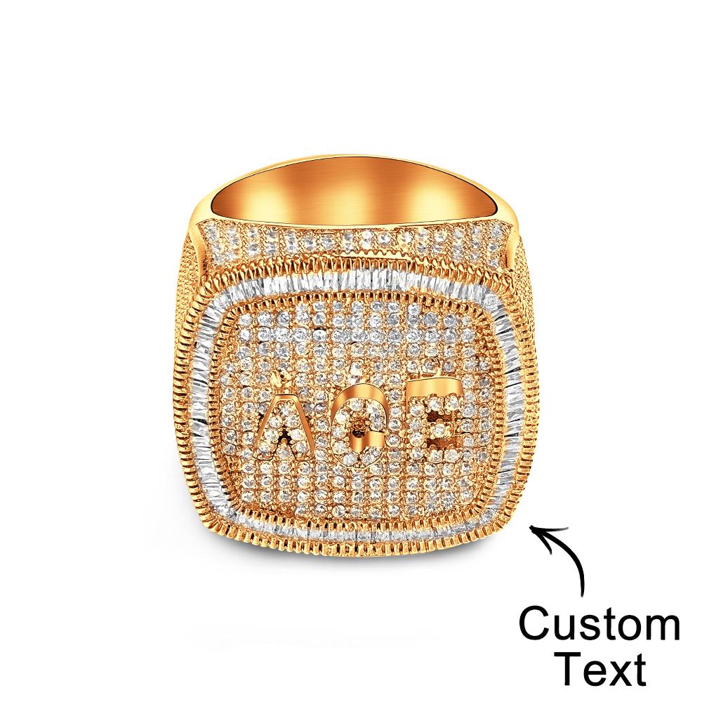 Custom Name Hip Hop Ring Personalized Trendy Inlaid Zircon Ring Gifts For Him