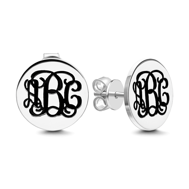 Engraved Monogram Earrings Silver
