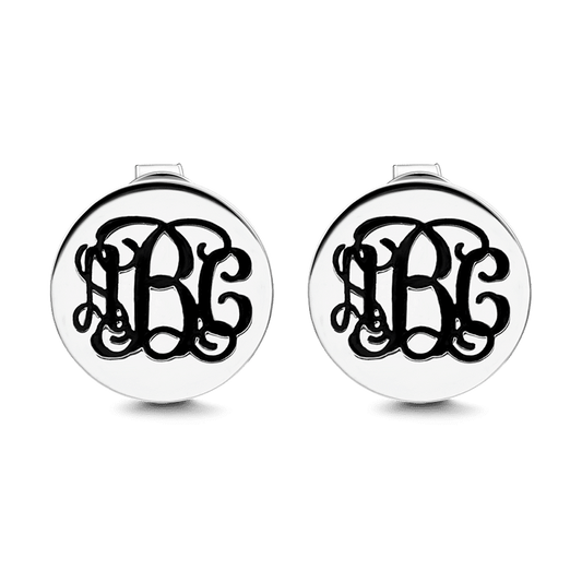 Engraved Monogram Earrings Silver