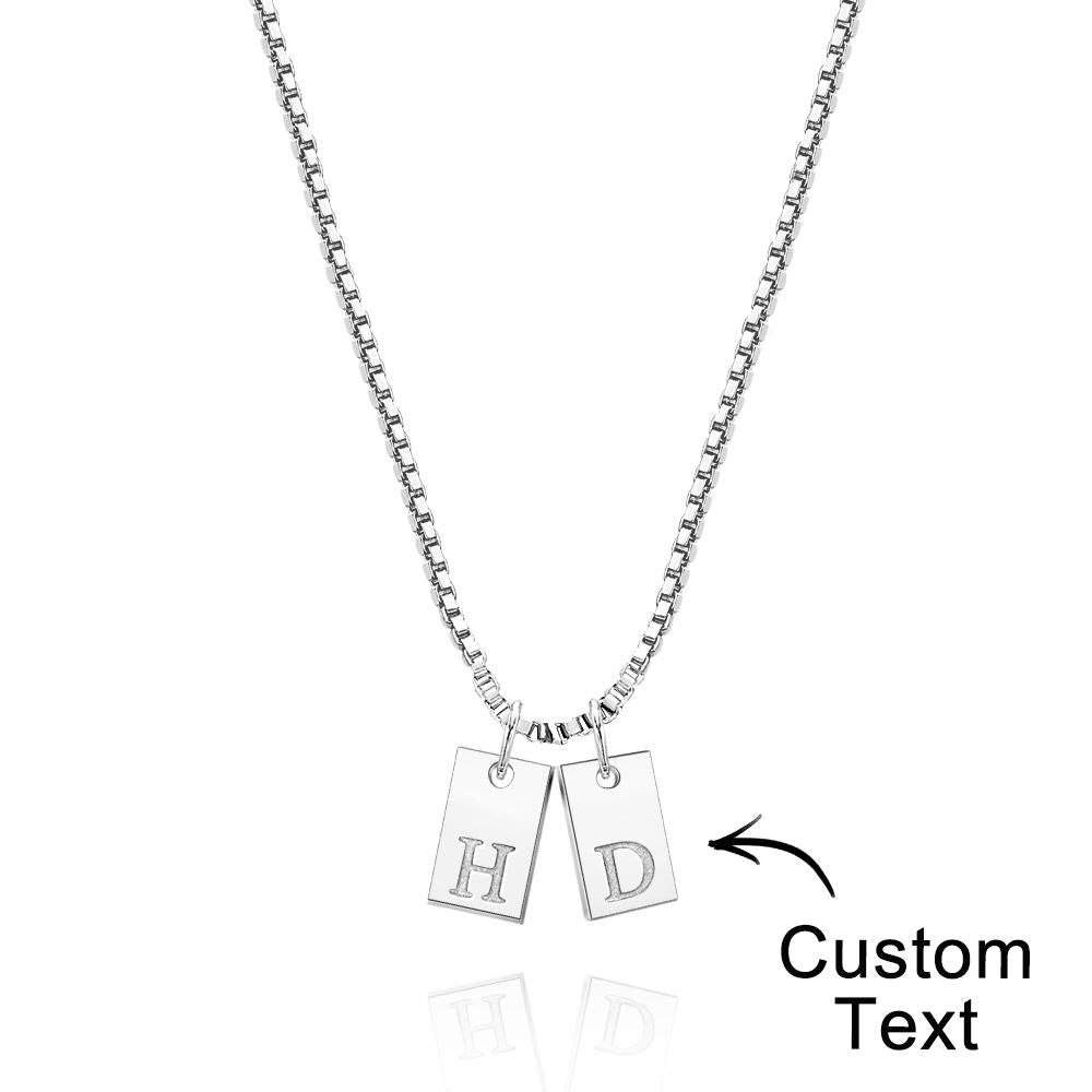 Custom Engraved Necklace Multiple Bar Initial Letter Charm Gifts