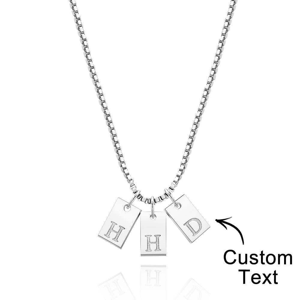 Custom Engraved Necklace Multiple Bar Initial Letter Charm Gifts