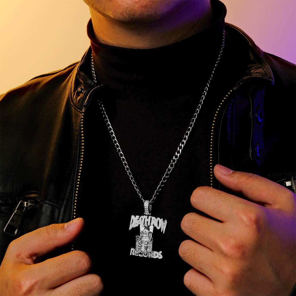 Engraved Hip Hop Necklace Deathrow Records Exaggerate Pendant For Him