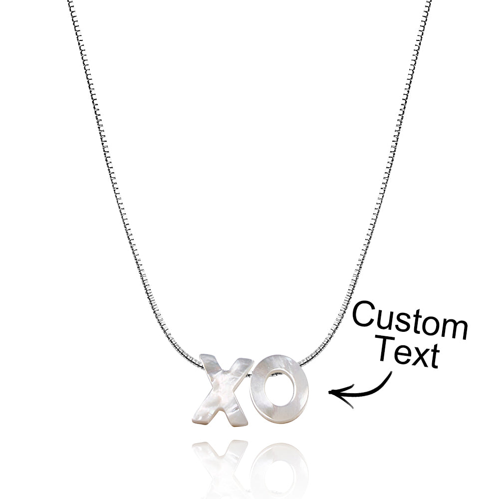 Mother of Pearl Name Necklace Custom Name Silver Necklace