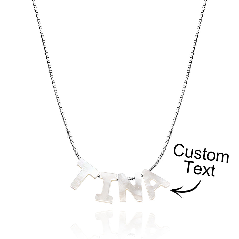 Mother of Pearl Name Necklace Custom Name Silver Necklace
