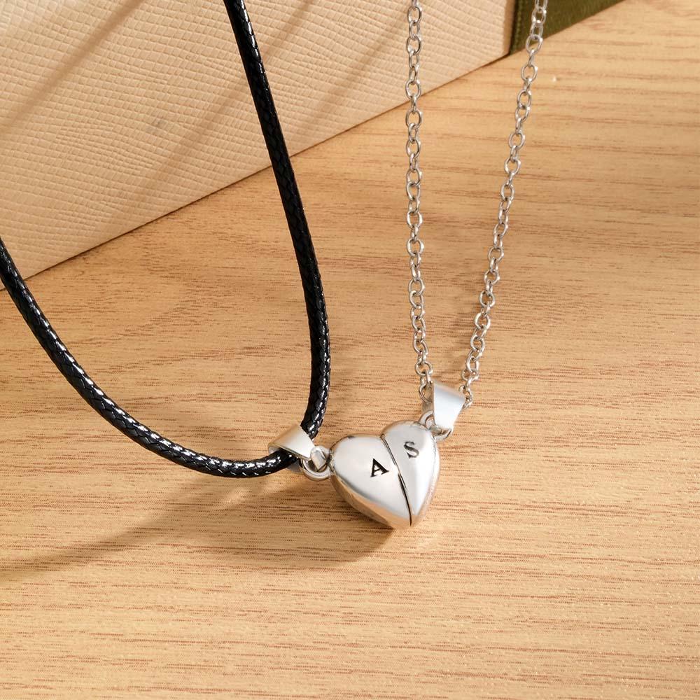 Custom Letter Magnetic Heart Necklace Fashion Chain Necklace For Couples