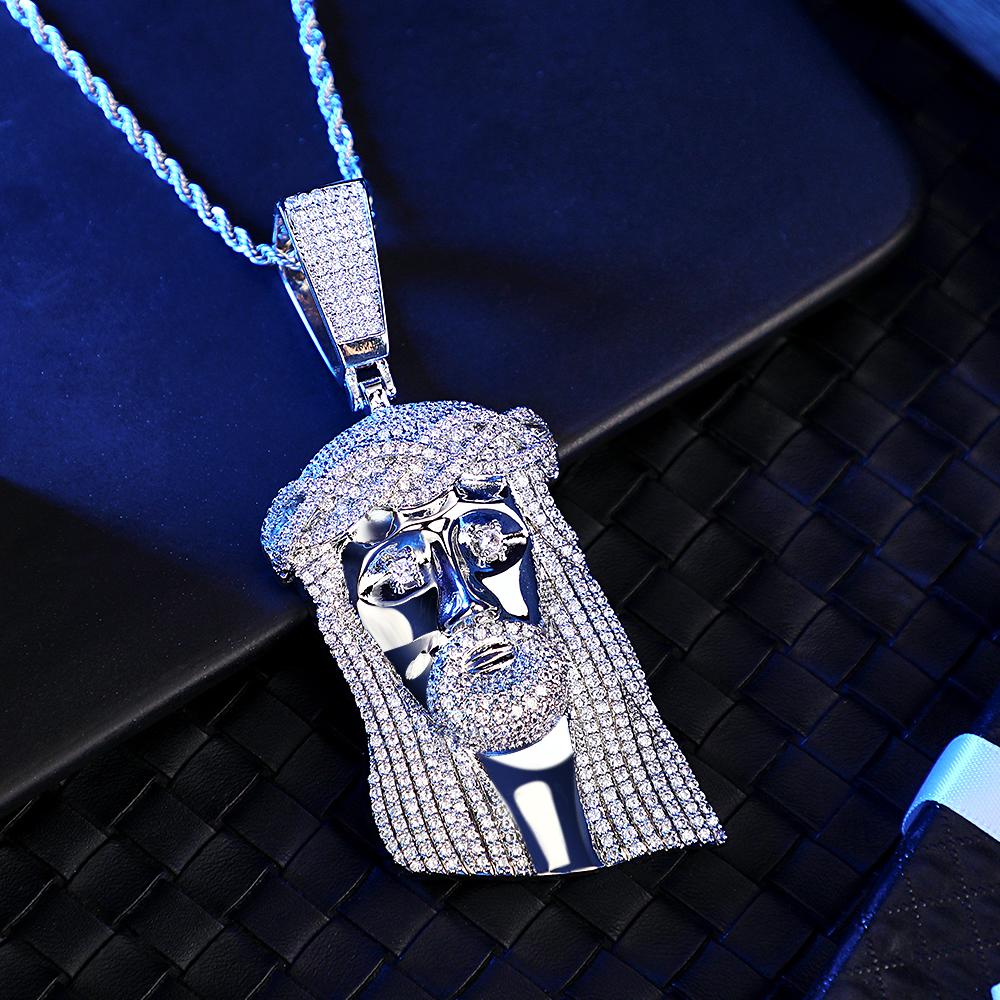 Engraved Hip Hop Necklace Jesus Large Pendant Necklace Gift For Him