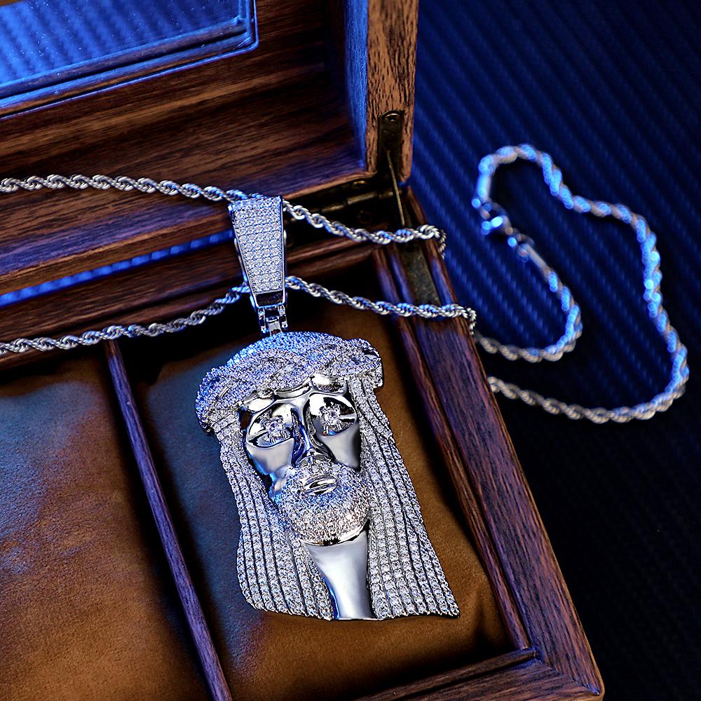 Engraved Hip Hop Necklace Jesus Large Pendant Necklace Gift For Him