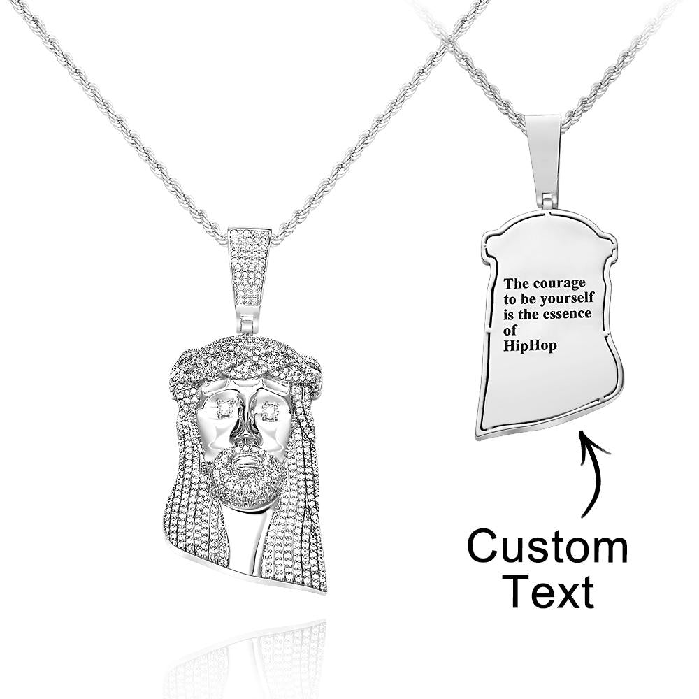 Engraved Hip Hop Necklace Jesus Large Pendant Necklace Gift For Him