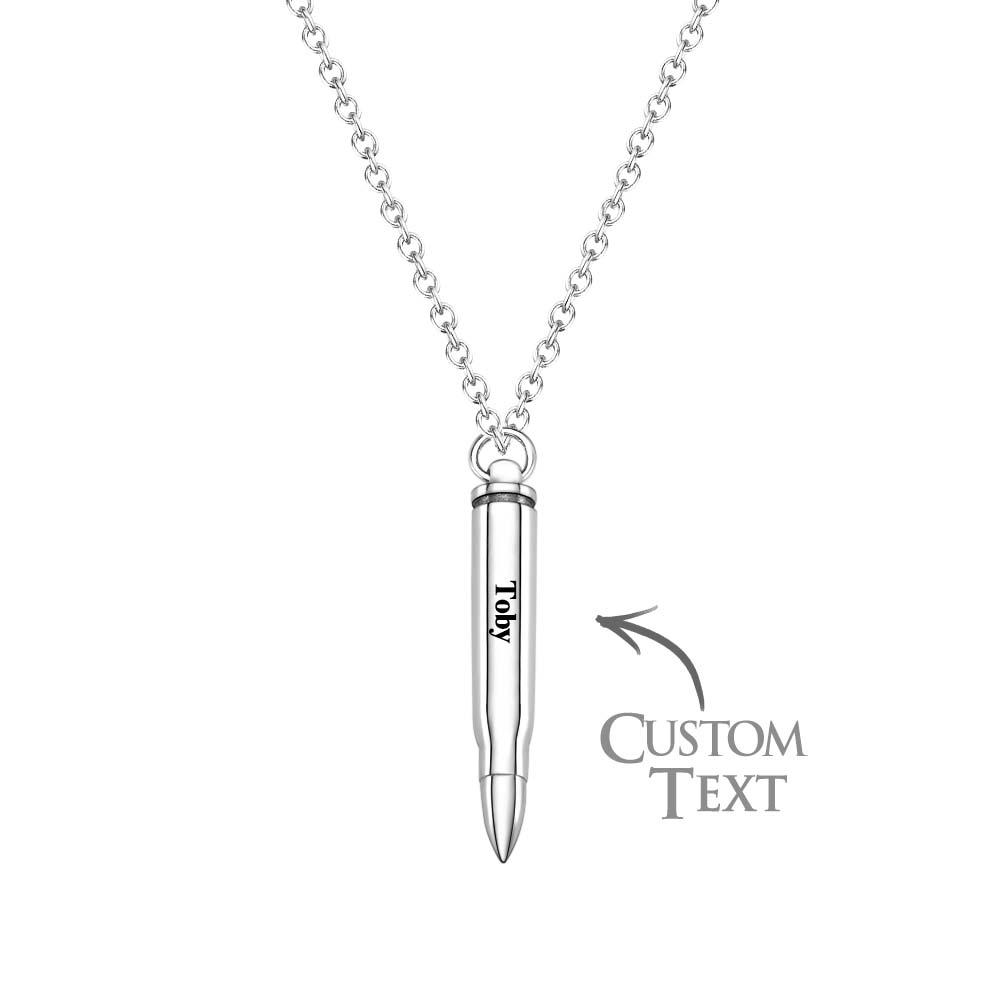 Custom Name Necklace Metal Bullet Cool Gift for Men