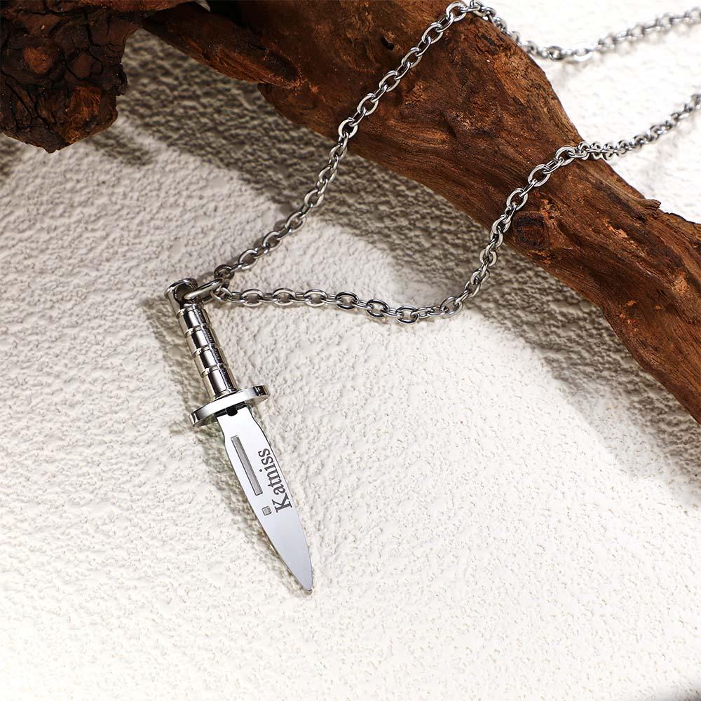 Custom Name Necklace Metal Dagger Cool Gift for Men