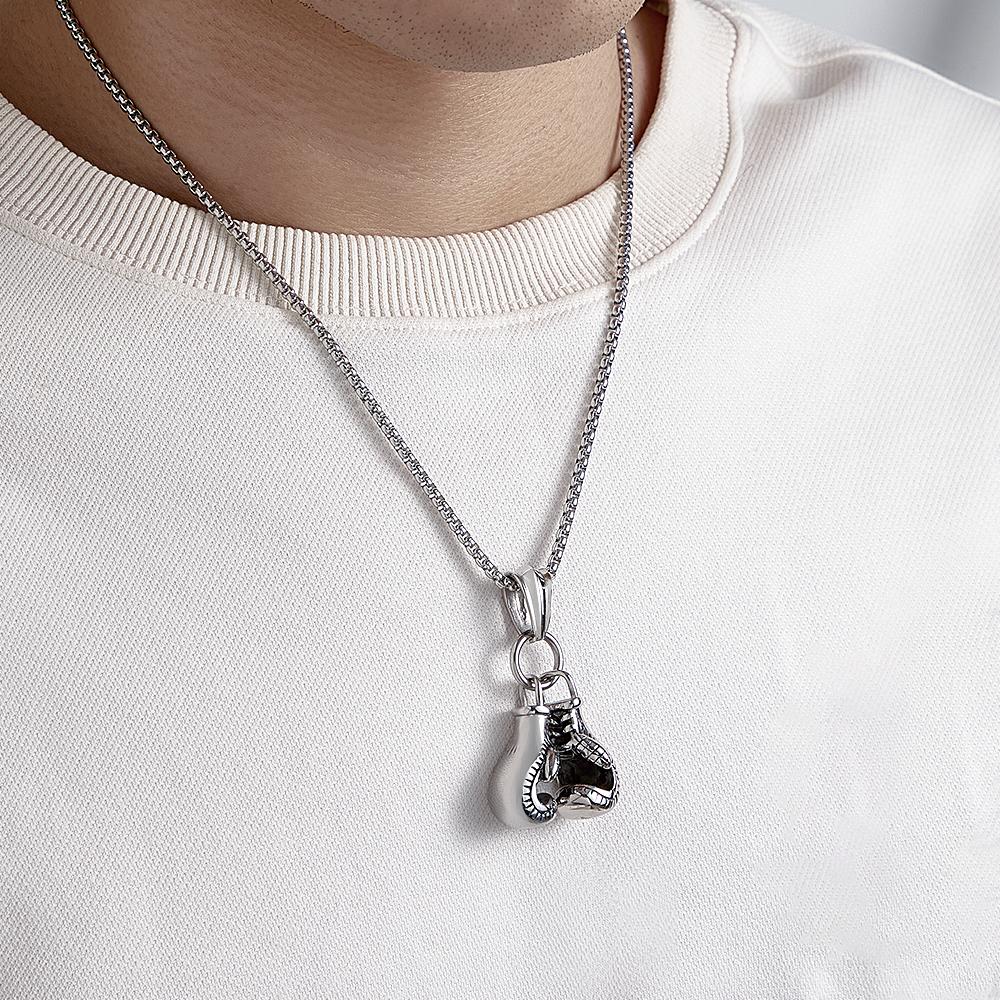 Custom Engraved Necklace Hip Hop Boxing Gloves Gift for Him