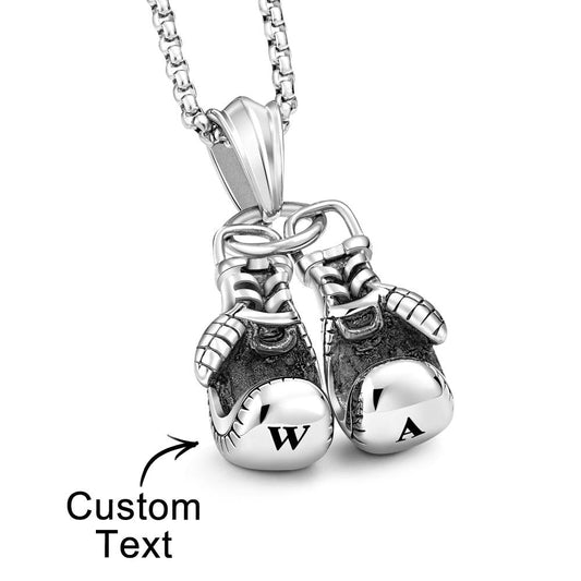Custom Engraved Necklace Hip Hop Boxing Gloves Gift for Him