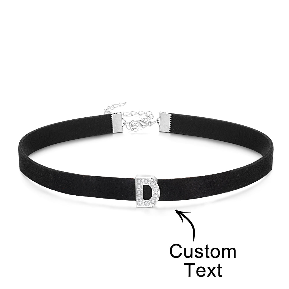 Custom Fashion Letter Necklace Black Leather Choker Collar Personalized Sexy Party Name Necklace Jewelry