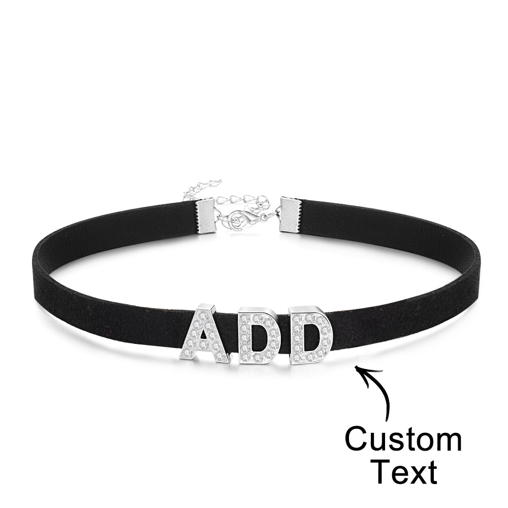Custom Fashion Letter Necklace Black Leather Choker Collar Personalized Sexy Party Name Necklace Jewelry