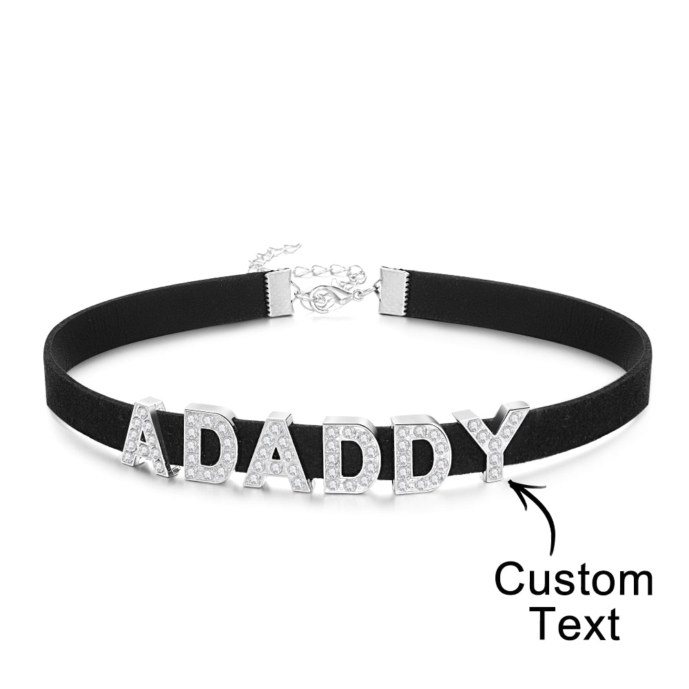 Custom Fashion Letter Necklace Black Leather Choker Collar Personalized Sexy Party Name Necklace Jewelry