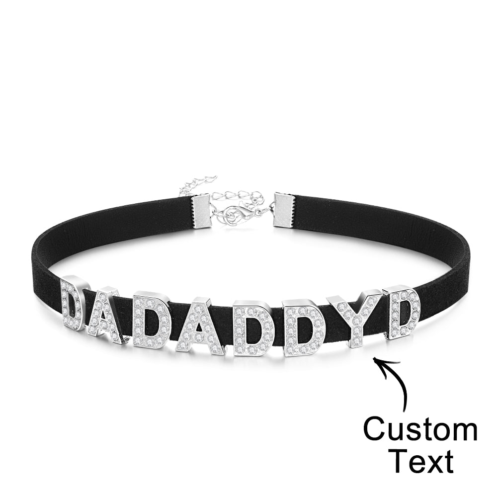 Custom Fashion Letter Necklace Black Leather Choker Collar Personalized Sexy Party Name Necklace Jewelry