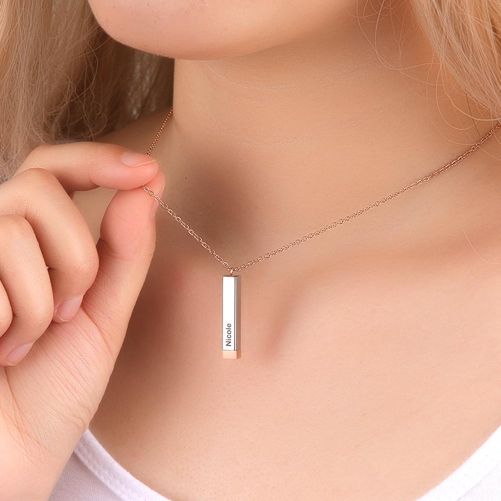 Hidden Message Necklace Custom Engraved Necklaces Pull-out Lettering Necklace Bar Necklace Gifts For Her