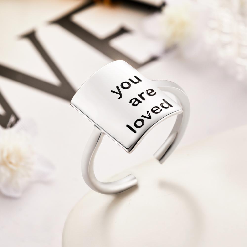 Custom Engraved Rings Square Adjustable Opening Design Gifts
