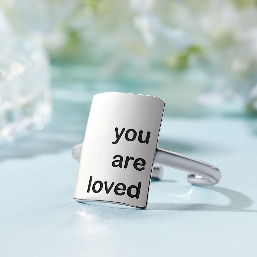 Custom Engraved Rings Square Adjustable Opening Design Gifts