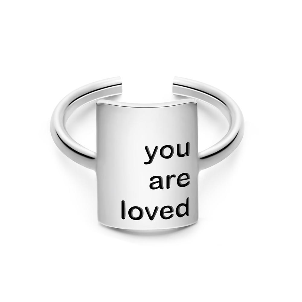 Custom Engraved Rings Square Adjustable Opening Design Gifts
