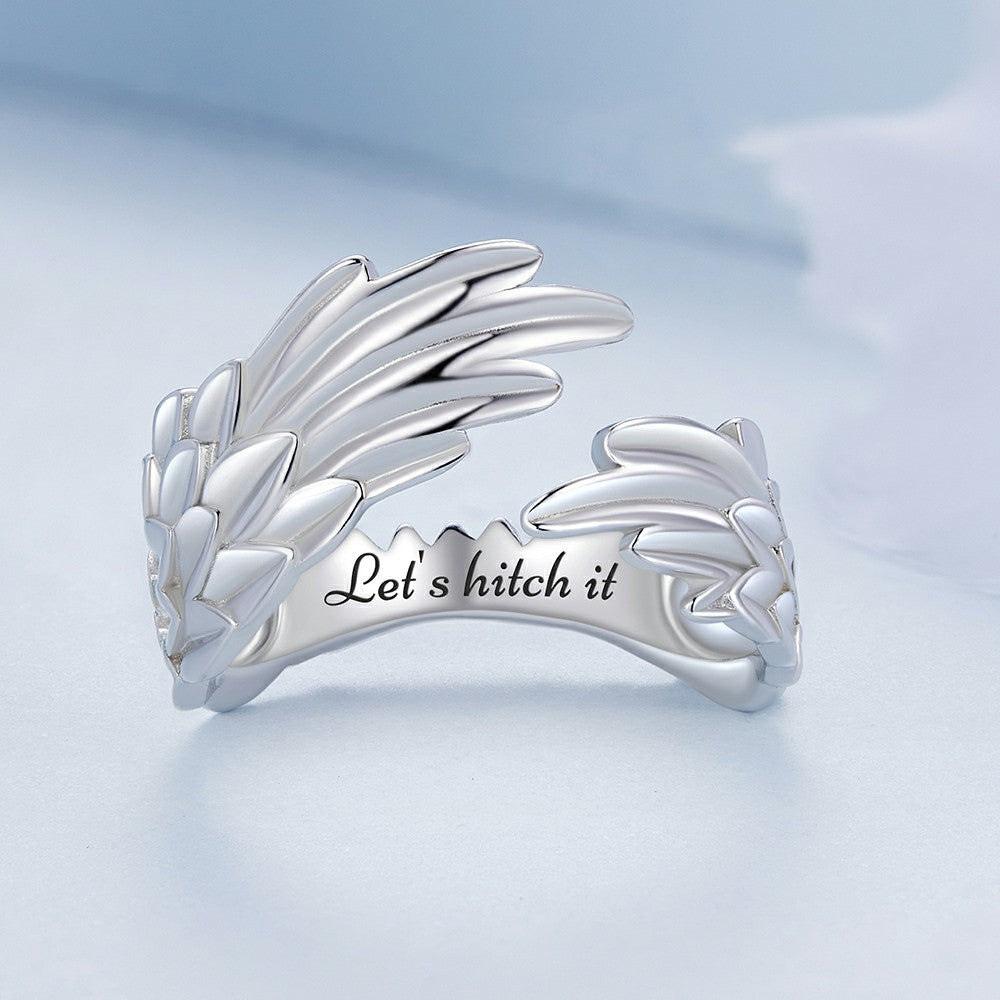 Angel Wings Open Ring Silver